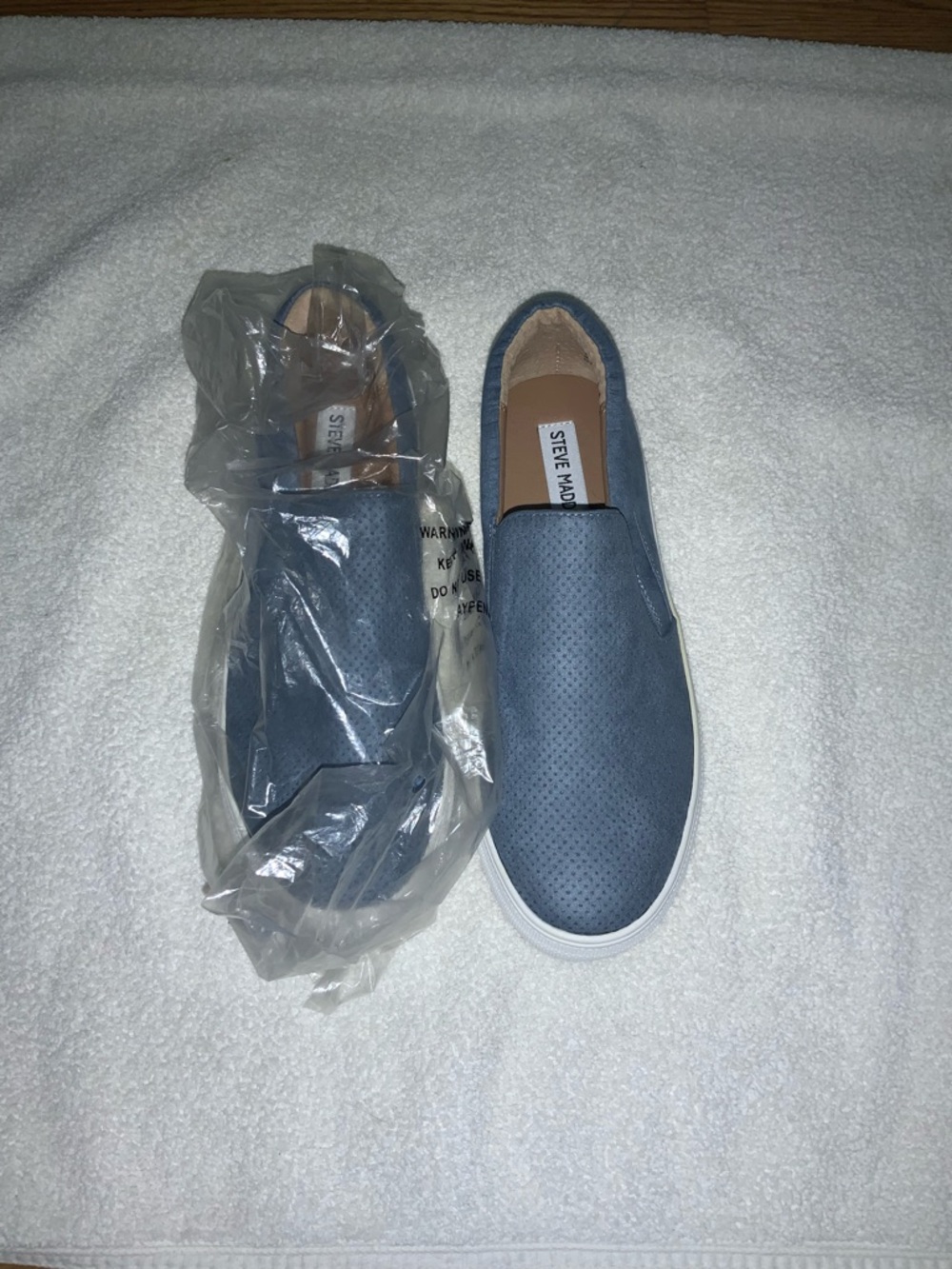 Steve Madden Men's Perforated Slate Blue Slip-On Sneakers